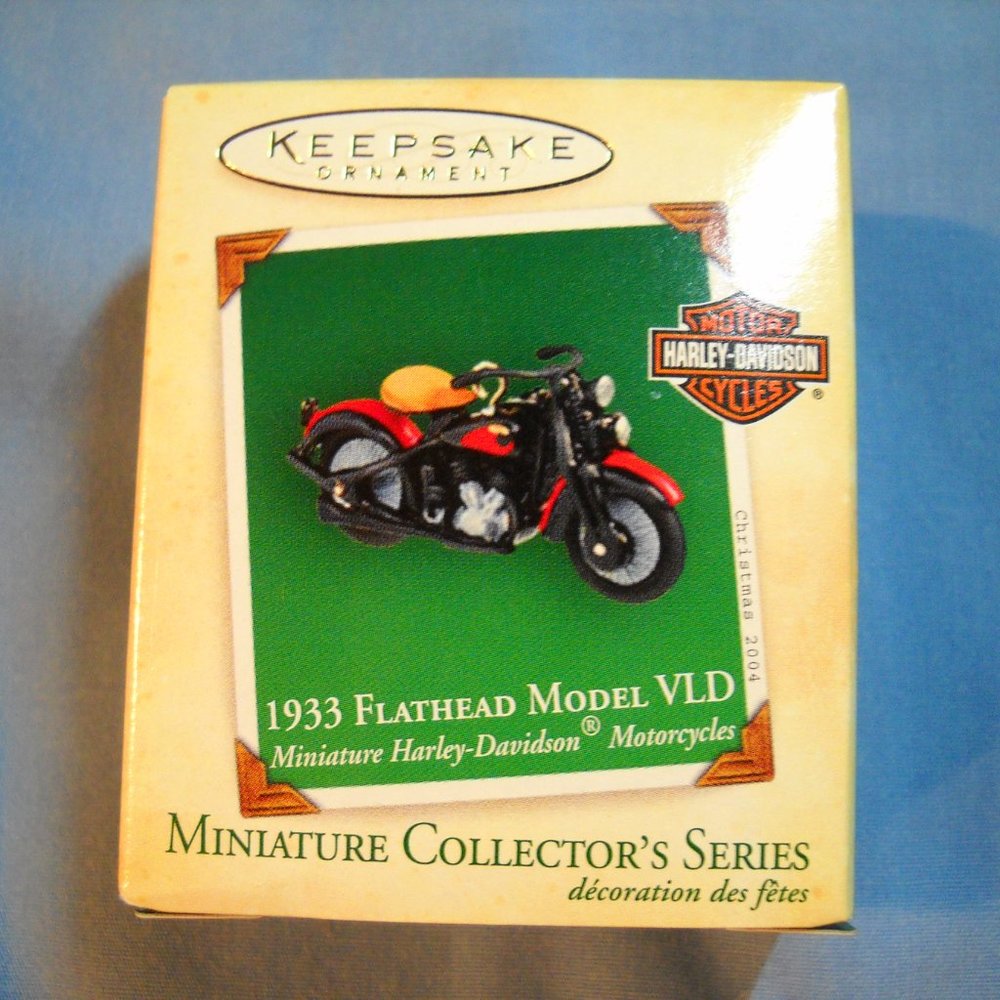 2004 Hallmark Mini Ornamen Harley-Davidson 1933 Flathead Model VLD Motorcycle #6